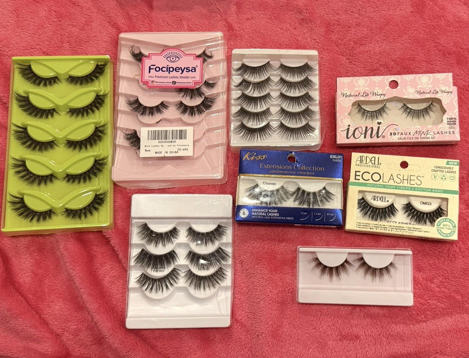 Mixed Brands False Eyelashes Lot Cruelty-Free Focipeysa Ardell Kiss 20 pairs