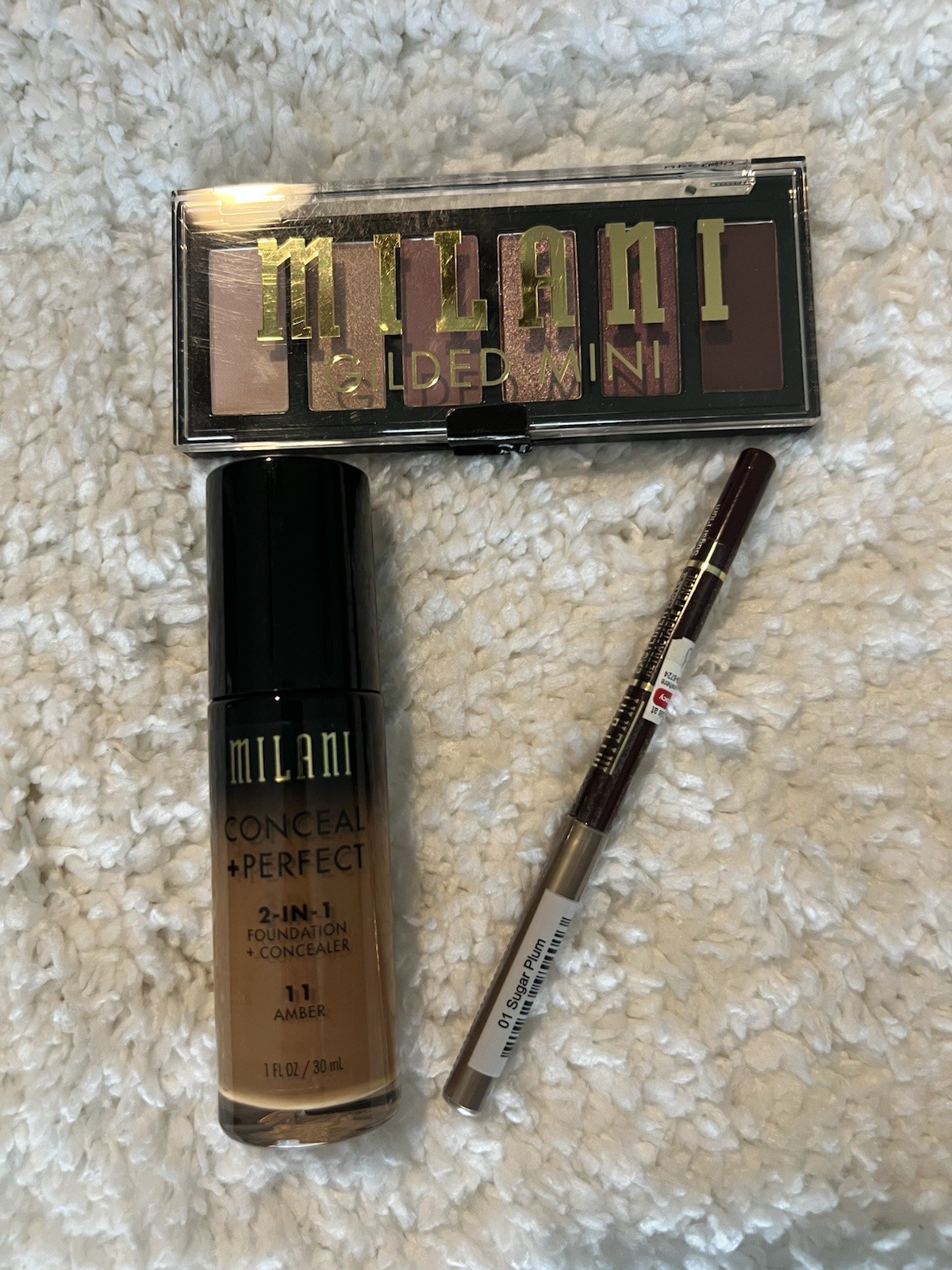 NEW Milani Makeup Bundle 3 Piece: Foundation Concealer, Eyeshadow, Lip Liner