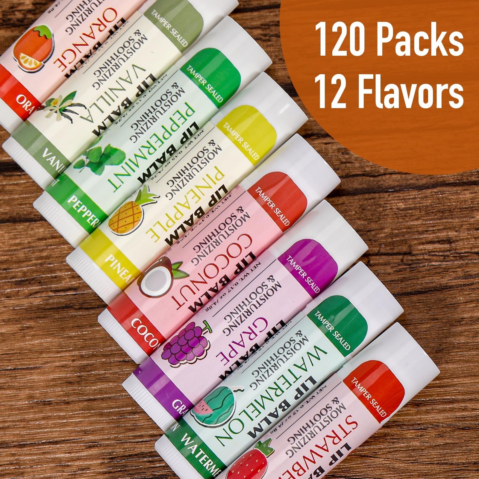AZEN 120 Pack Lip Balm Bulk, Moisturizing Lip Balms for dry cracked lips, Val…