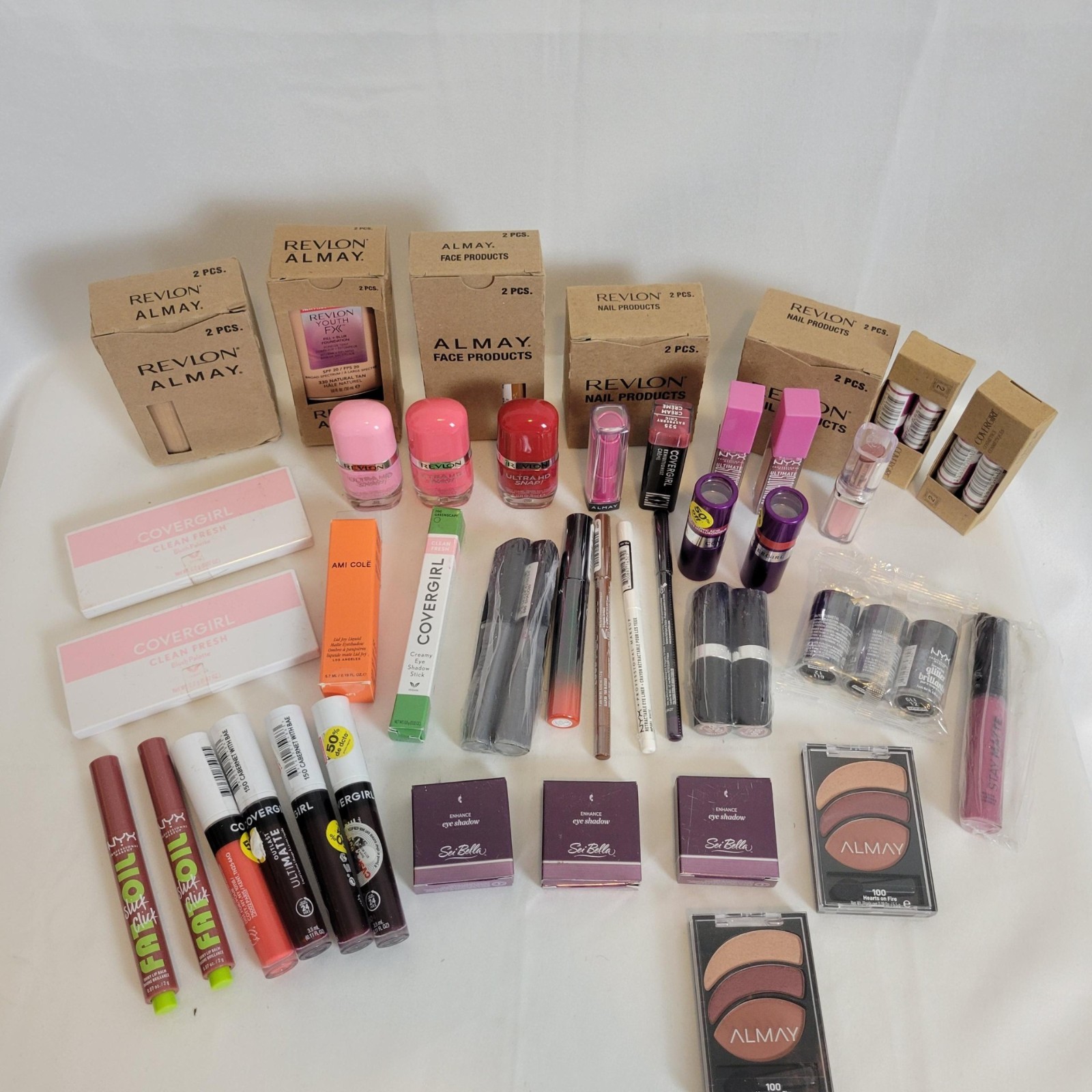 Wholesale Mixed MAKEUP BEAUTY Cosmetic NYX Almay CoverGirl Revlon Lot of 50 PCS