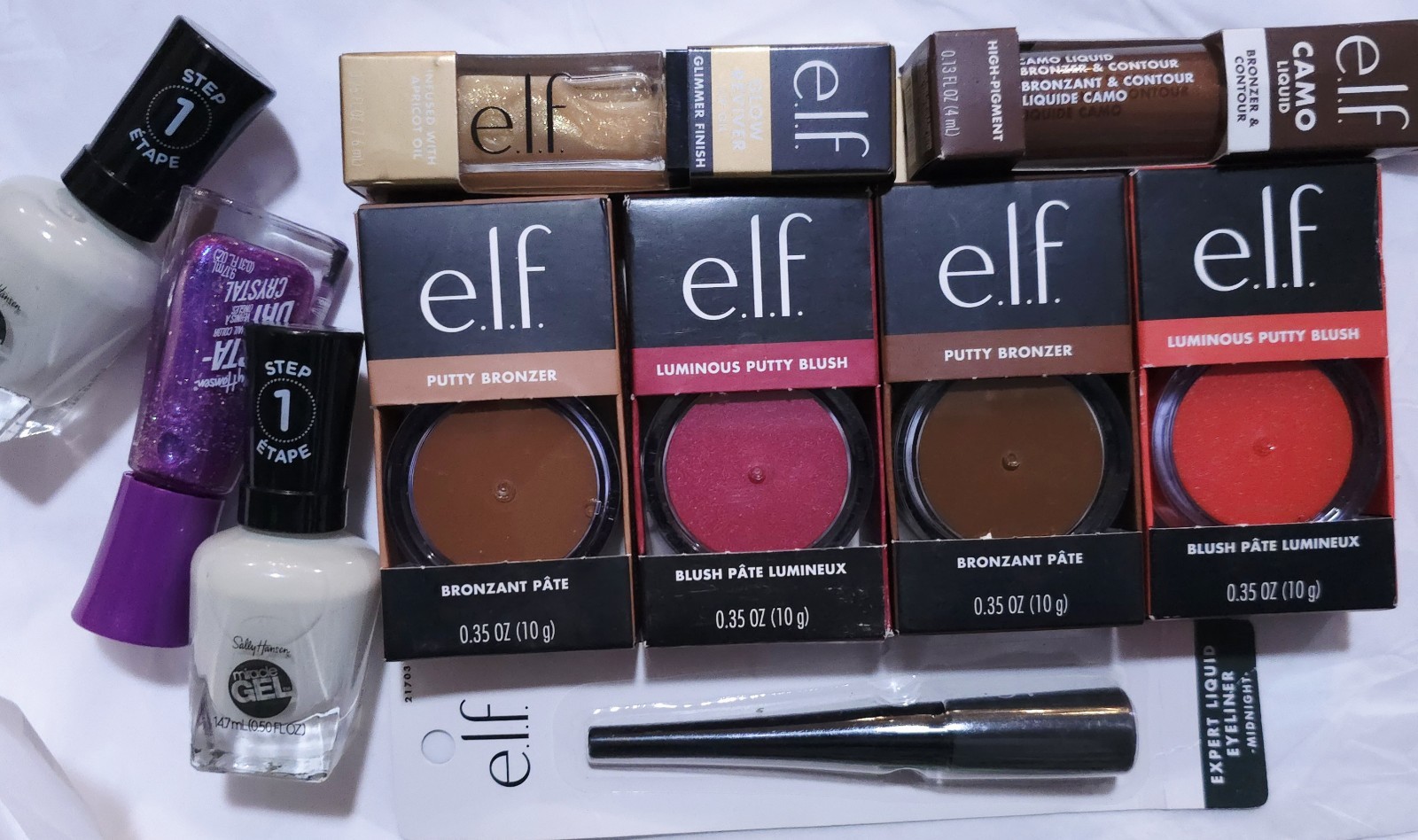 ​e.l.f. Makeup Bundle Putty Bronzer Luminous Blush Liquid Contour Lip Oil…