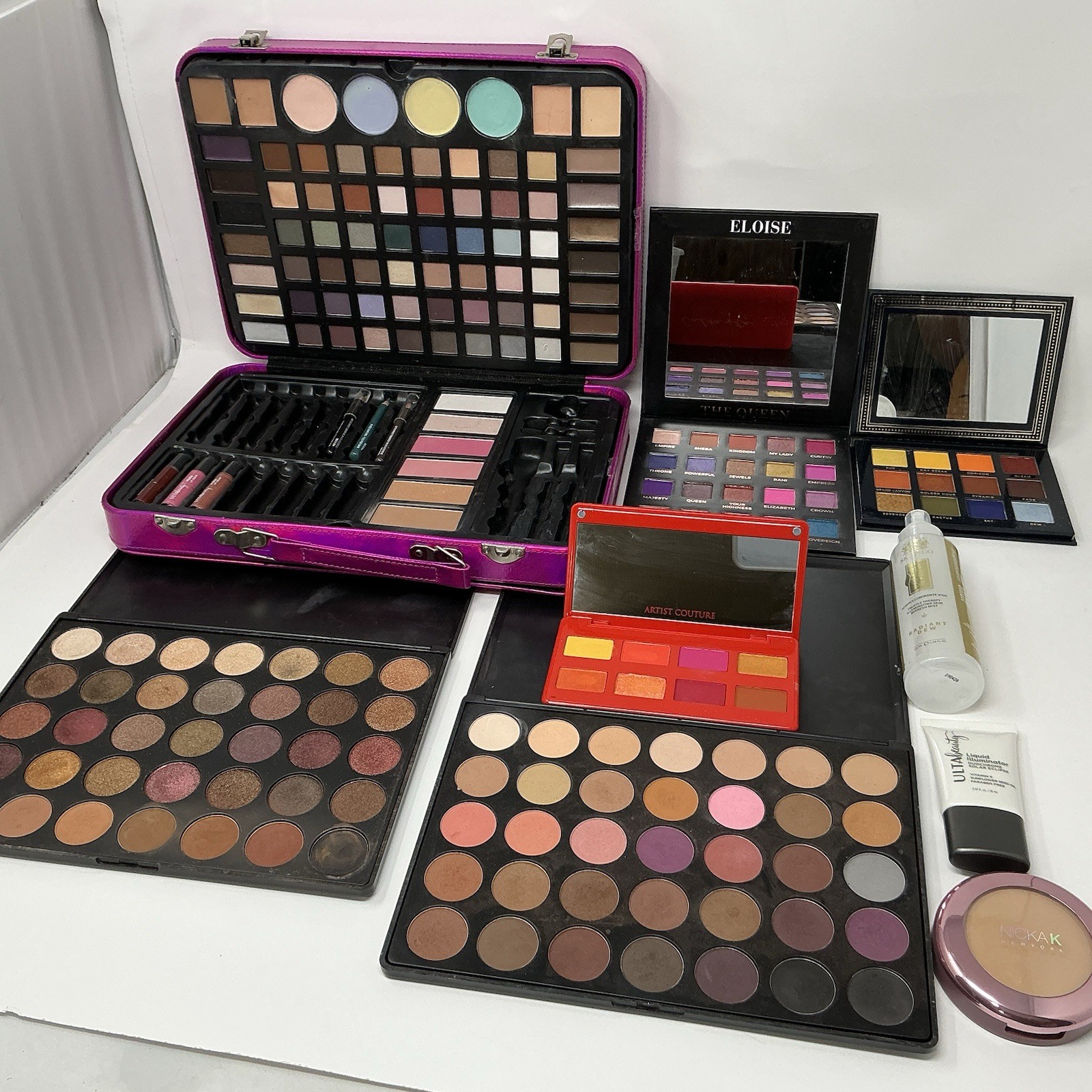Makeup Bundle Lot Morphe Eloise ACE Pro Case Palettes Spray Powder