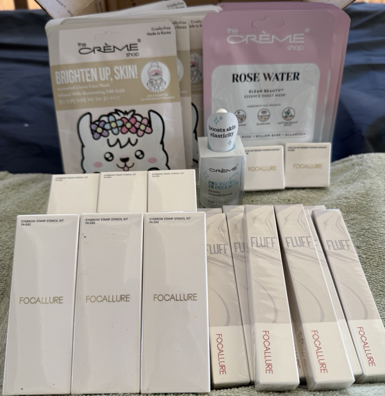 Assorted Focallure Brow Stamp Kit FA-E43 + Brow Pen + Shadow FA-E08 + Masks