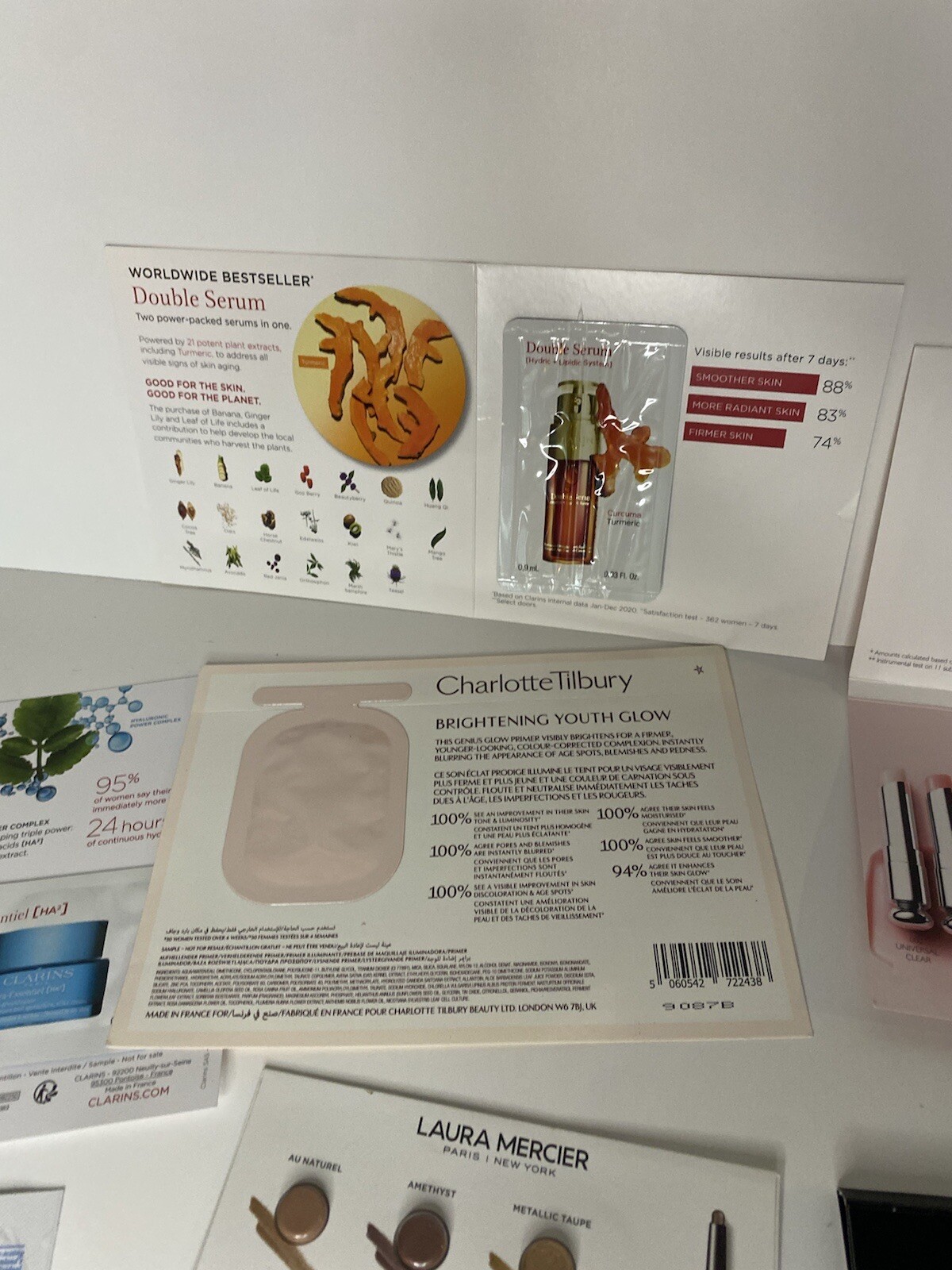 10 Pcs Beauty Makeup Skin Samples Dior Tilbury Armani Lancome Clarins FREE BONUS