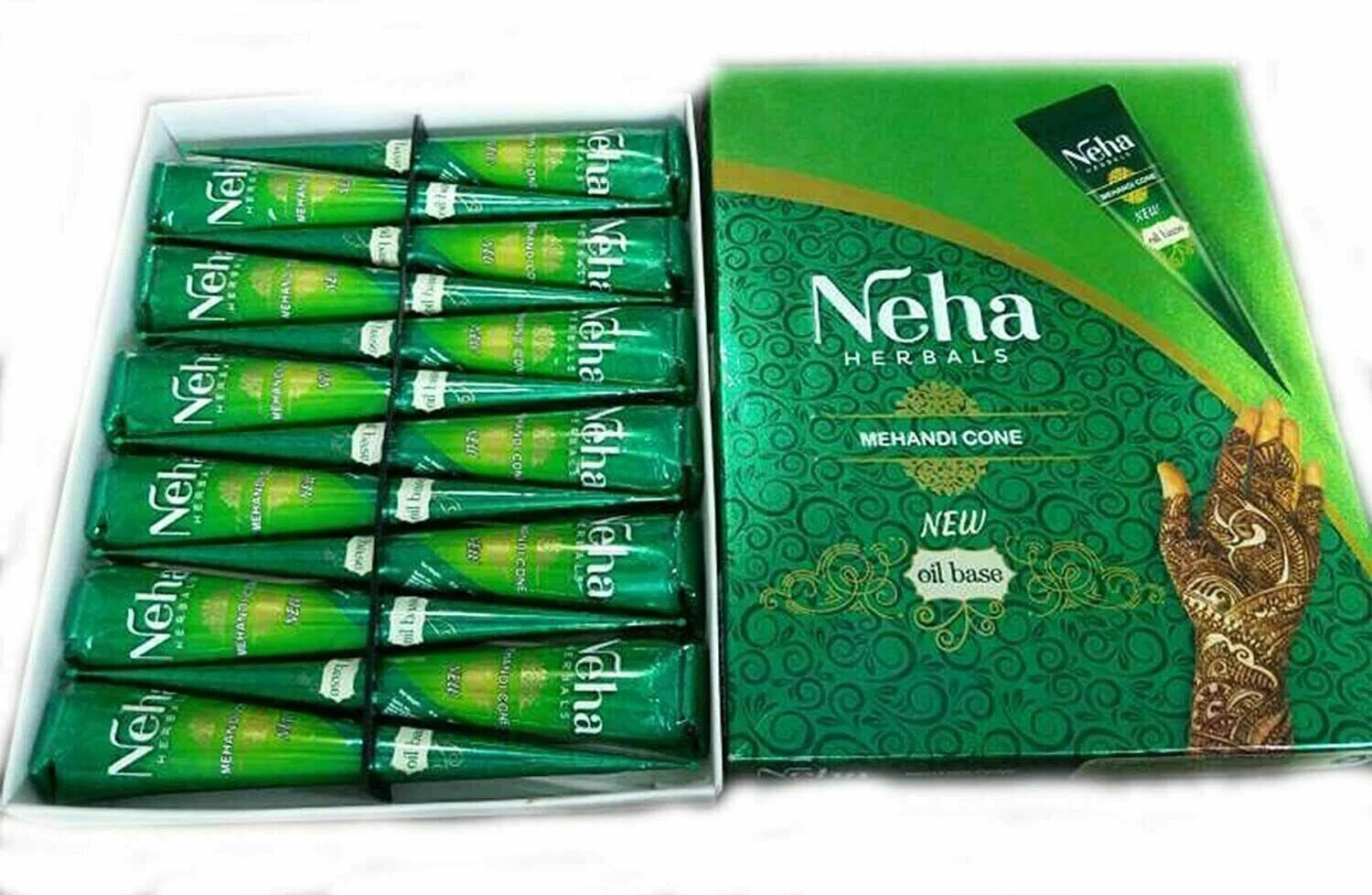 Neha Herbal Instant Dark Red Henna Mehendi Paste Cones Temp Tattoo Pack Of 12