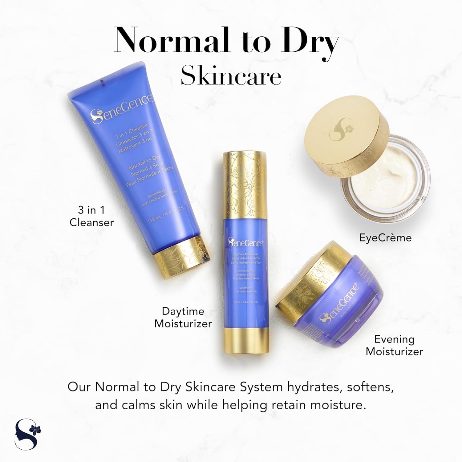 SeneGence 3 in 1 Cleanser for Normal to Dry Skin, 4 Fl Oz, Hydrating, Exfolia…