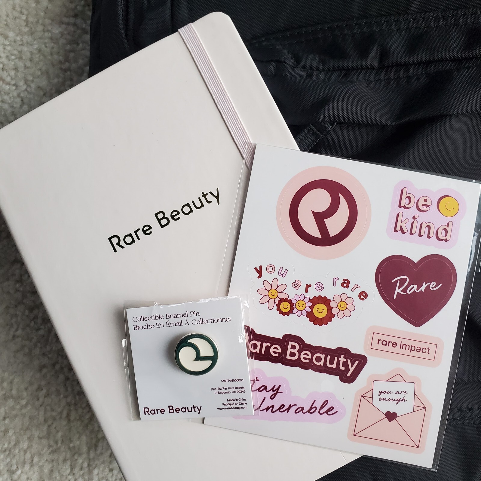 Rare Beauty By Selena Gomez Journal/Notebook, Stickers, Pin and Backpack NEW