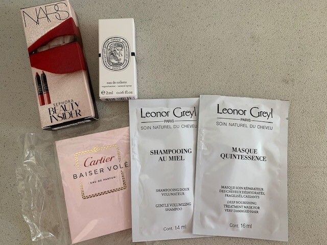 Sephora Beauty Insider Cartier parfum DIPTYQUE 34 Boulevard Leonor Greyl samples