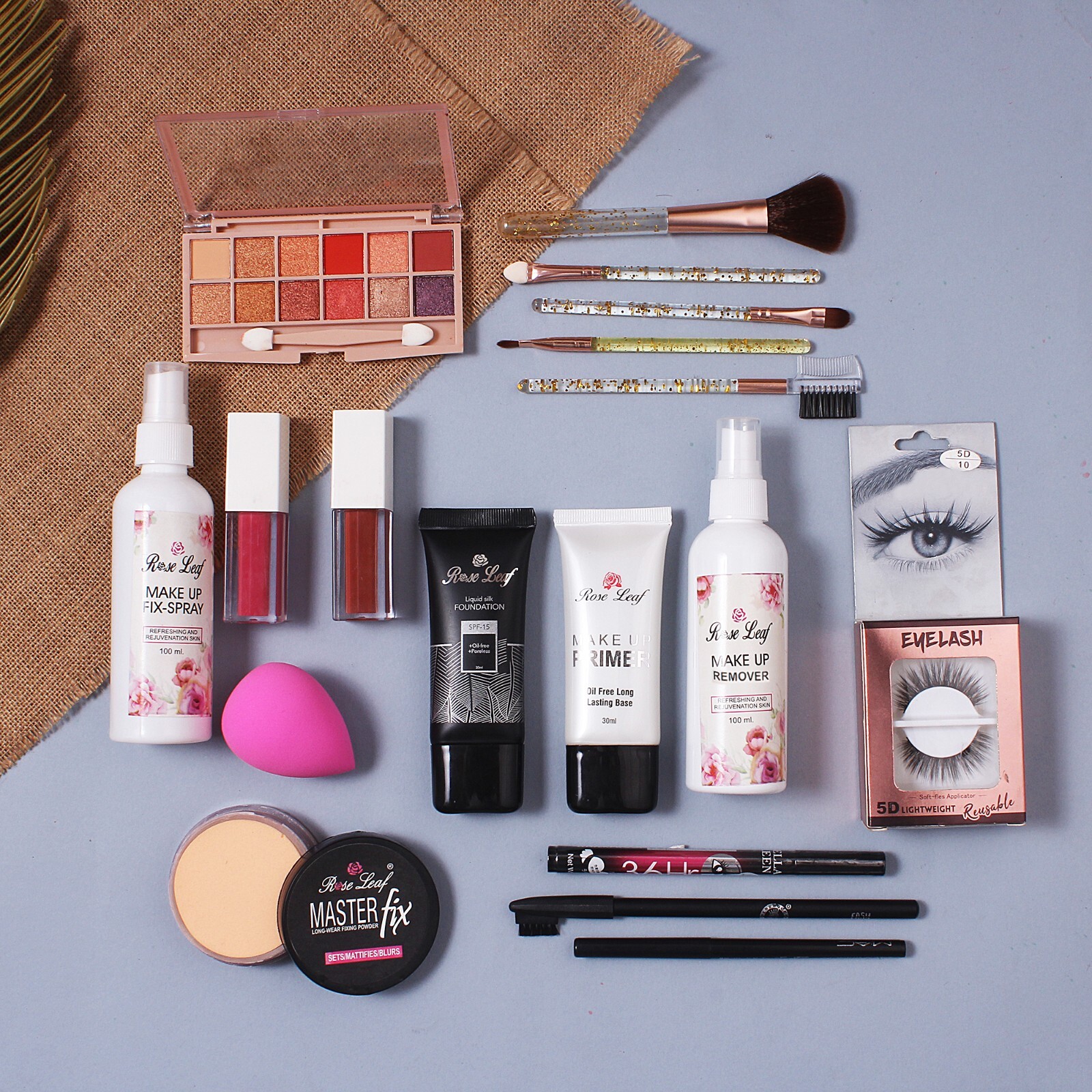Makeup Combo for Girls include with 14 in 1 item like FacePrimer ,Lipsticks etc.