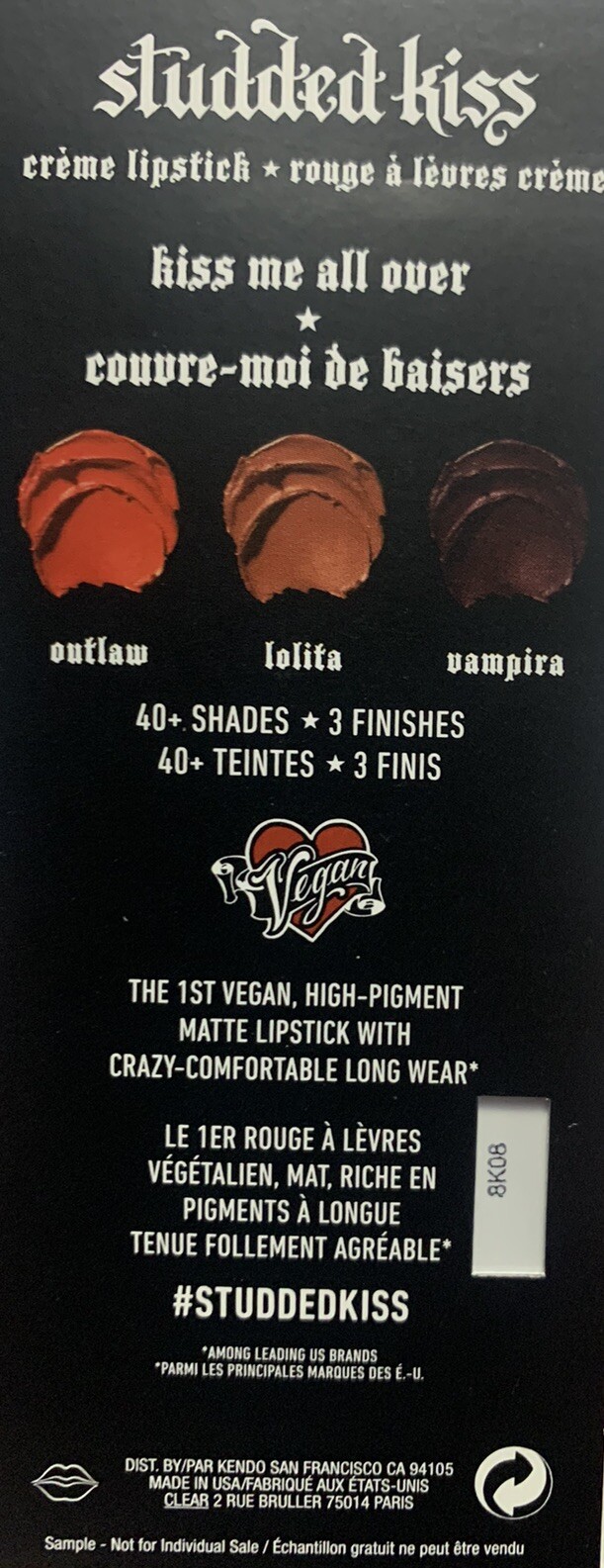 Kat Von D TATTOO LINER + LOCK-IT Setting Powder + STUDDED KISS Creme Lipstick