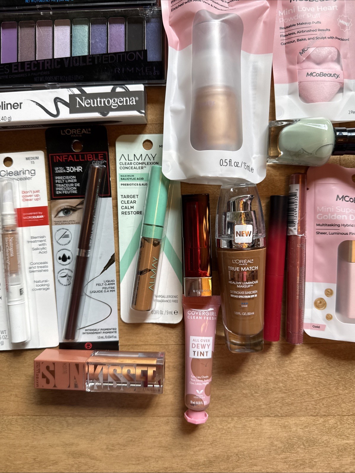 30 Piece Lot Of New Makeup e.l.f. Loreal, Rimmel, Maybelline, Neutrogena MCO