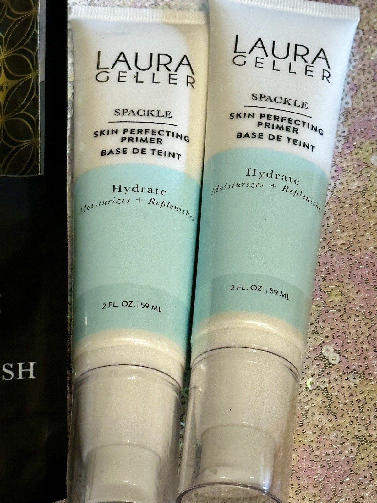 Laura Geller Beauty Bundle SPACKLE Blush FOUNDATION (light) & Brushes