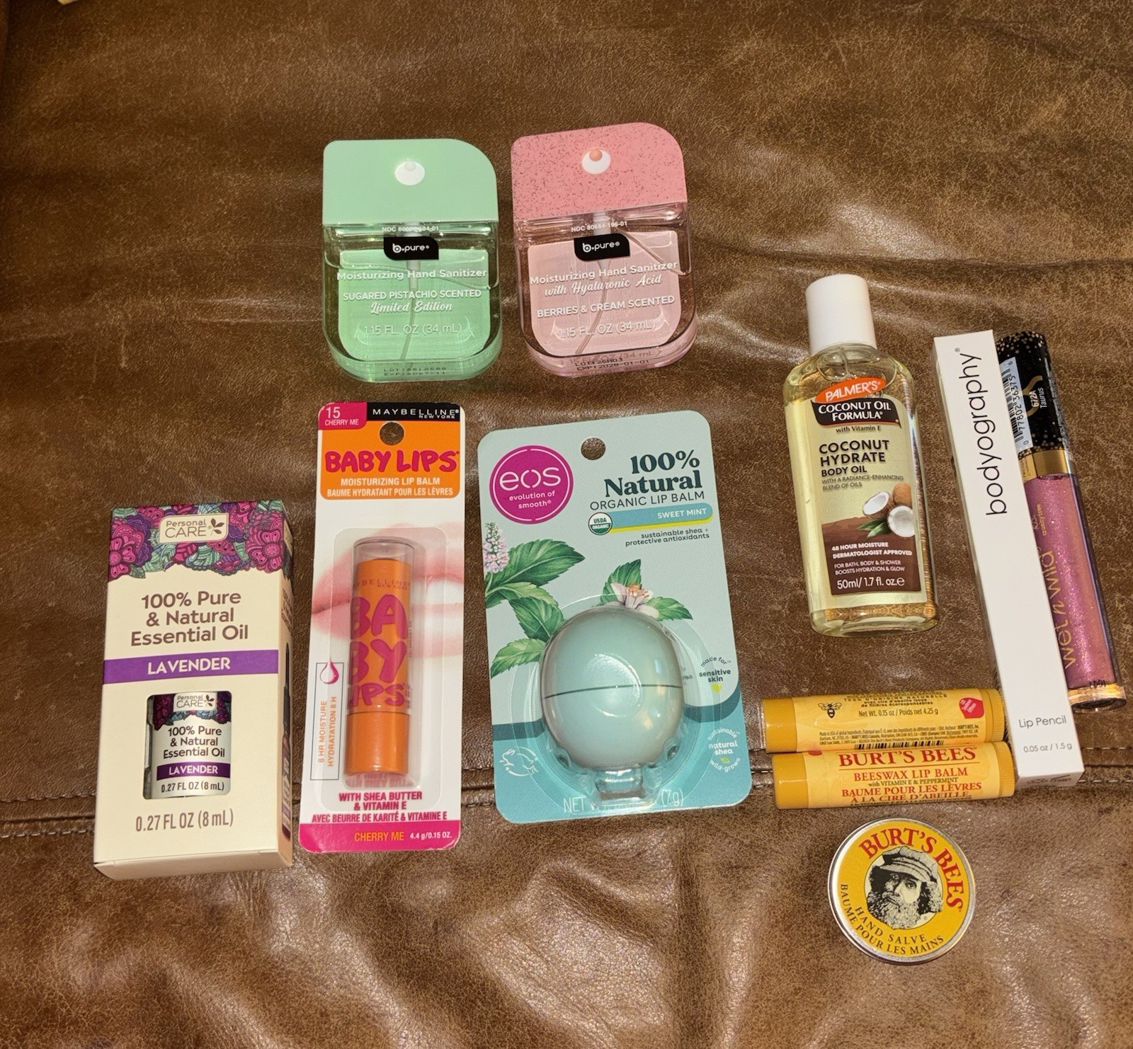 Beauty Lot EOS, Burt’s Bees, Wet N Wild, Bodyography, Palmers, B Pure, Baby Lips
