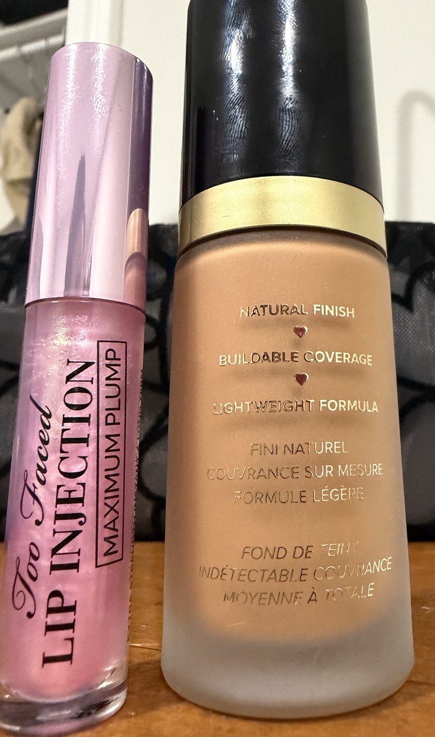 Too Faced Born This Way Foundation Caramel Full Size + Lip Injection Max Plump