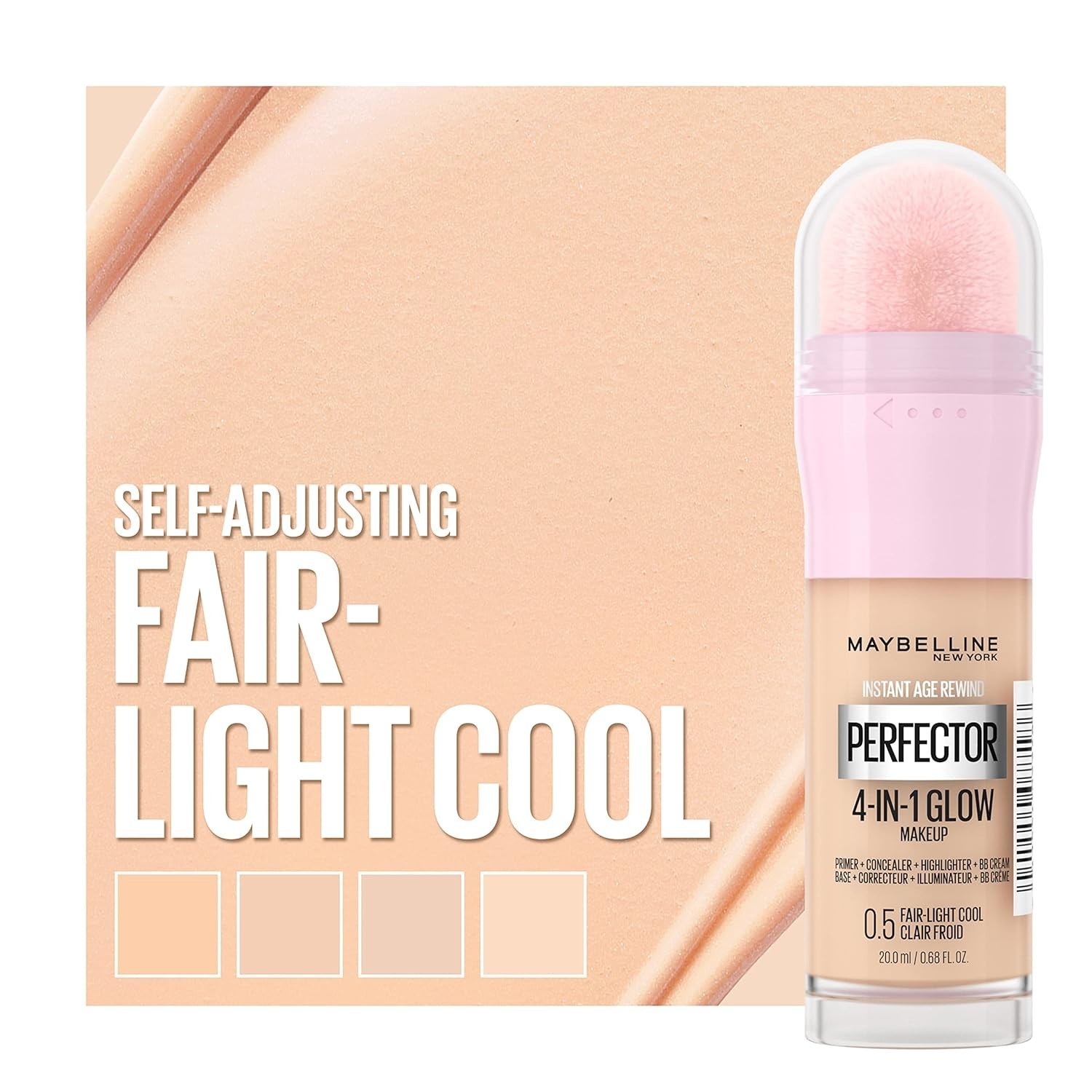 New York 4-in-1 Glow Makeup – Instant Perfector, Fair/Light Cool, 0.68 Fl Oz