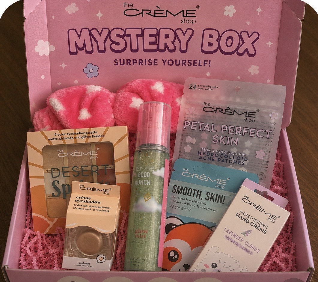 The Creme Shop Mystery Skincare Box 5 piece Bundle Headband, Face Mask