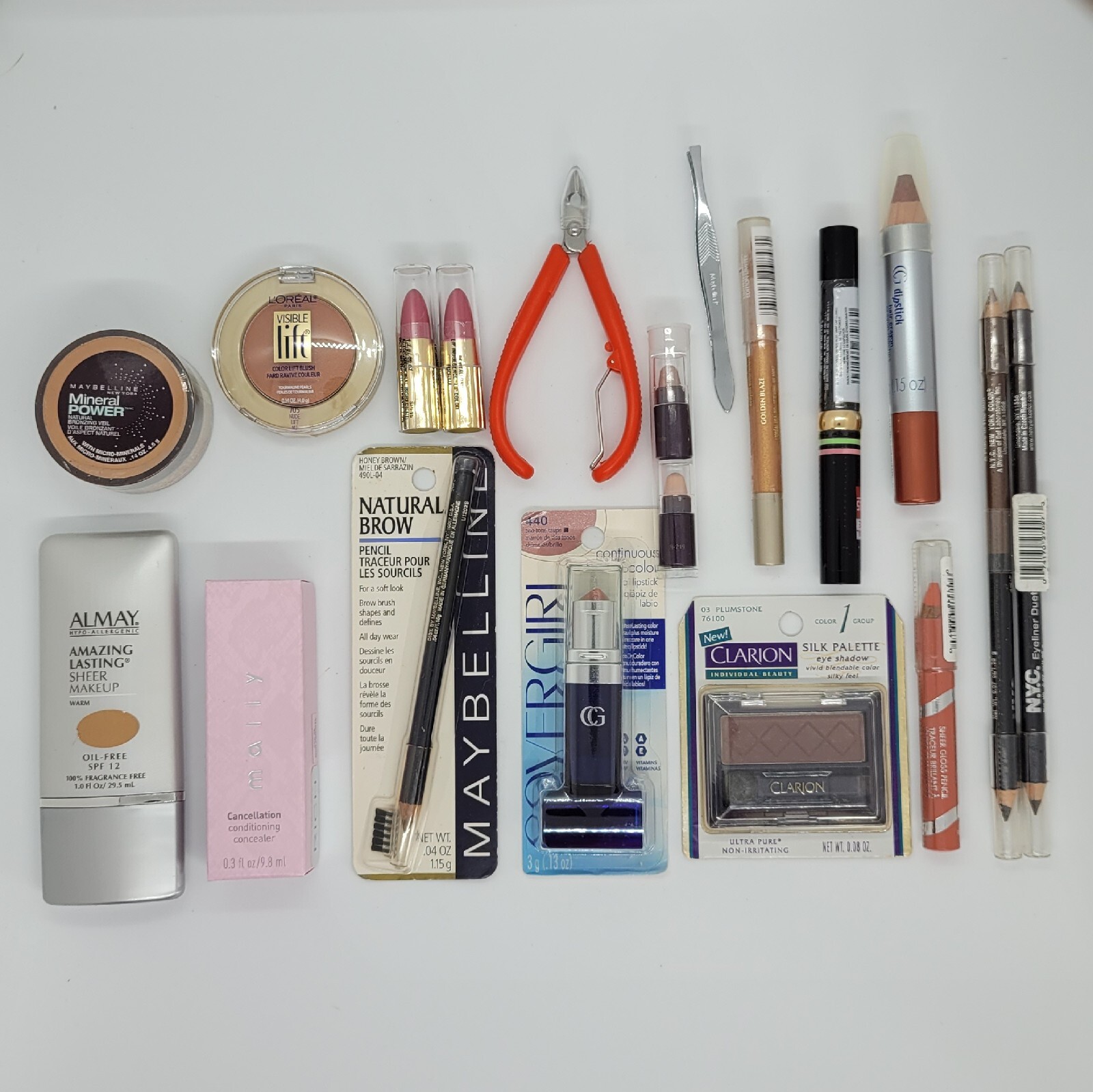 Mixed Beauty Lot 18 Items Almay Covergirl L’Oreal Mally Maybelline NYC NEW