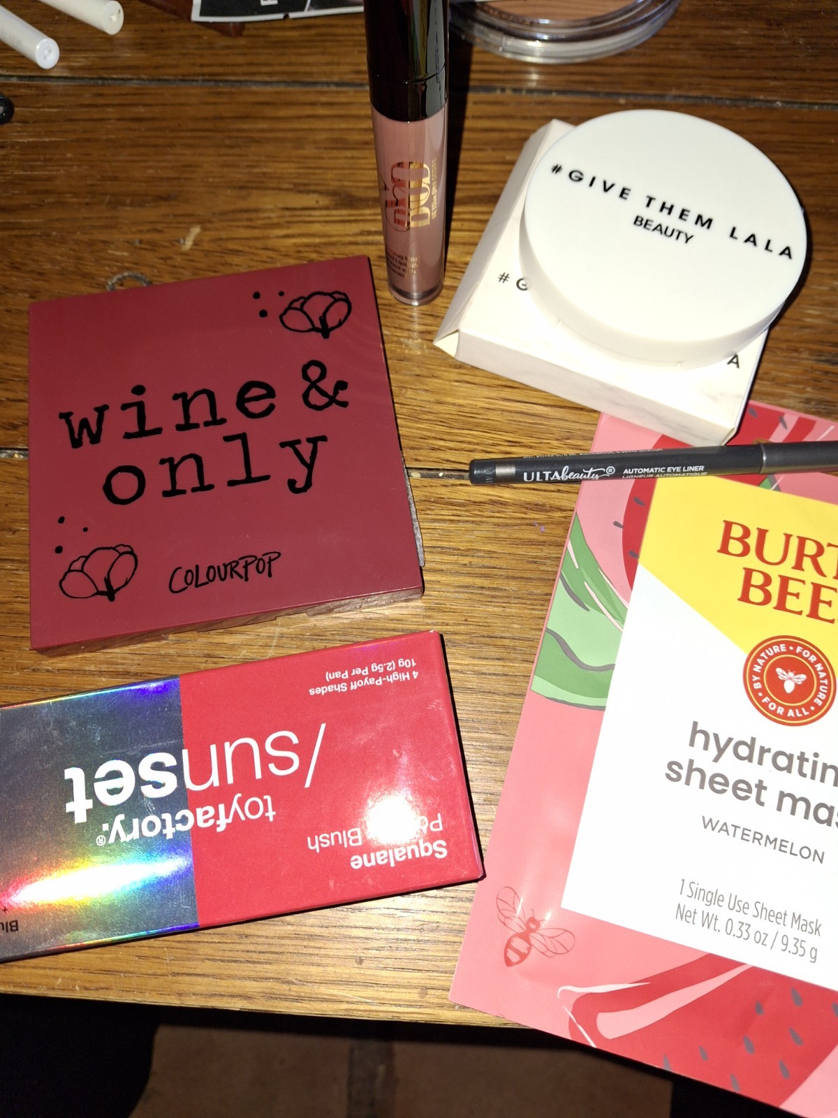 Assorted Makeup Lot: ColourPop Wine & Only + Ulta Eyeliner, Burts Bees