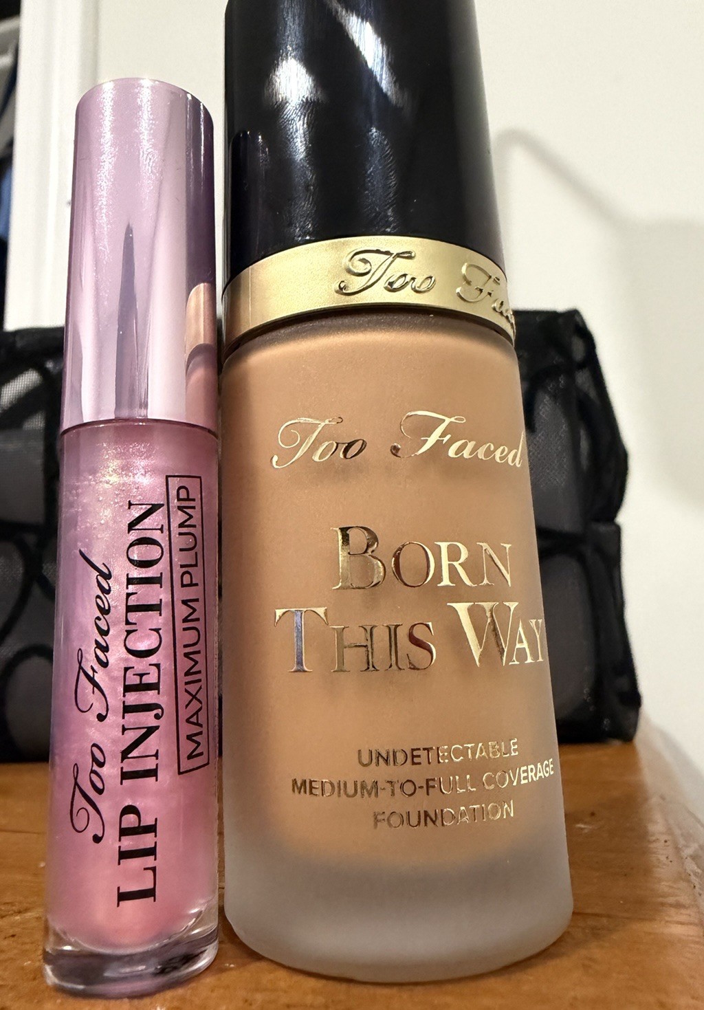 Too Faced Born This Way Foundation Caramel Full Size + Lip Injection Max Plump