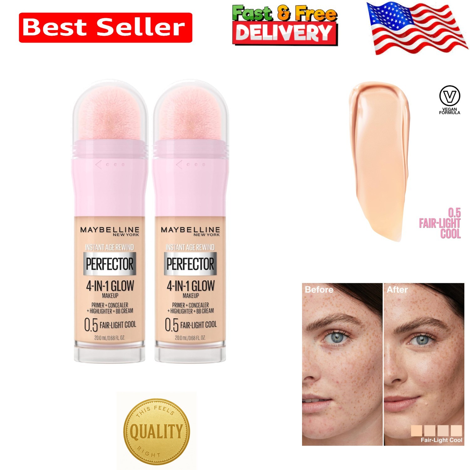 Whipped Blurring 4-in-1 Makeup: Primer, Concealer & More – Fair/Light Duo