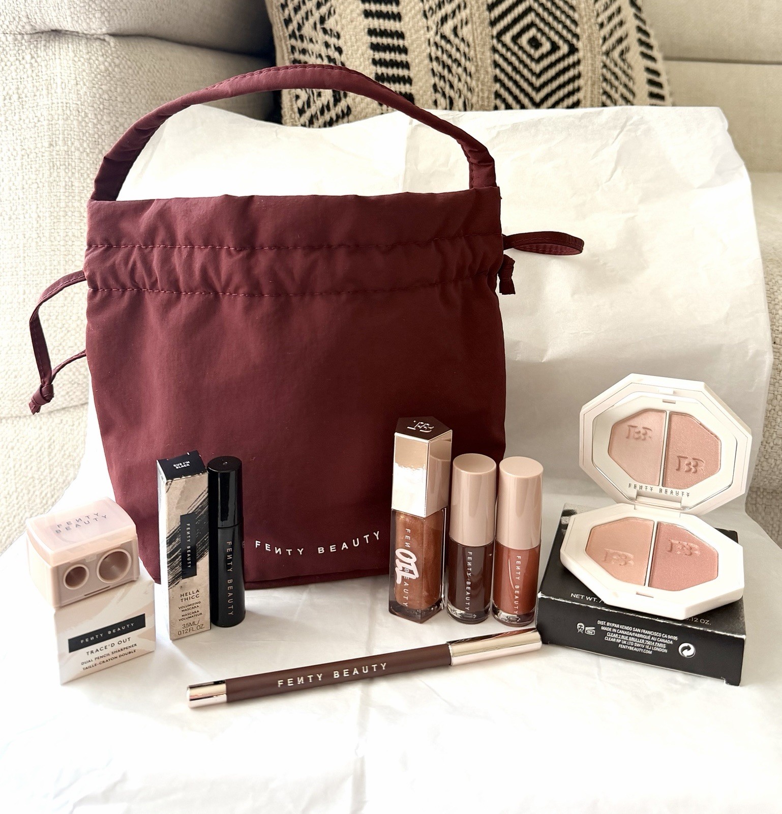 8PC Fenty Beauty Killawatt Highlighter/Mascara/Sharpner/Lip Pencil/Gloss Bombs