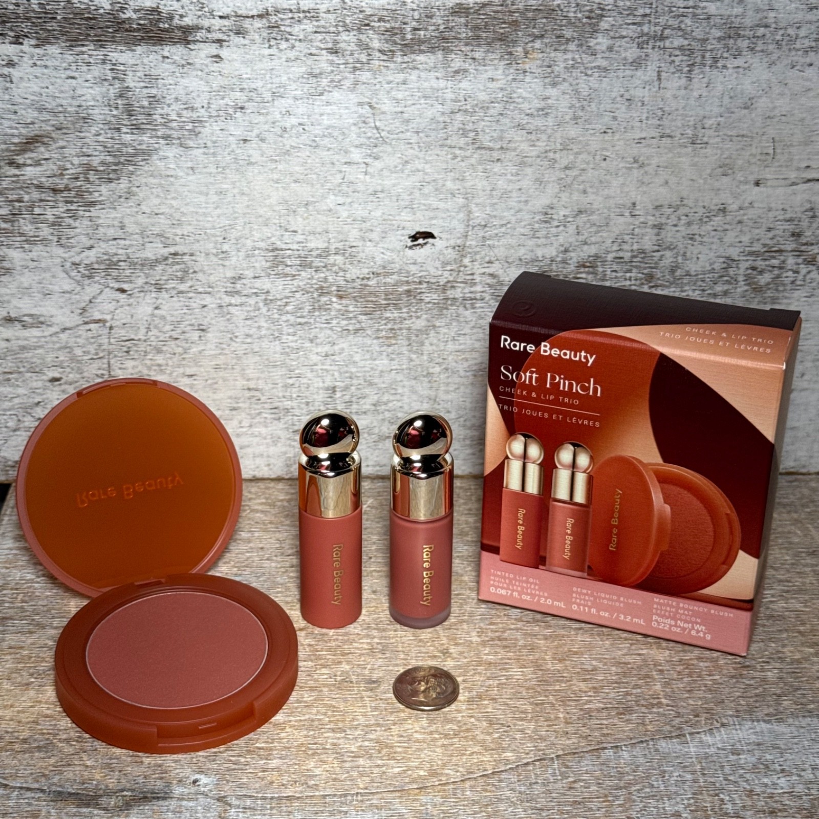 Rare Beauty Soft Pinch Cheek & Lip Trio Lip Oil, Dewy Liquid Blush, Matte Blush