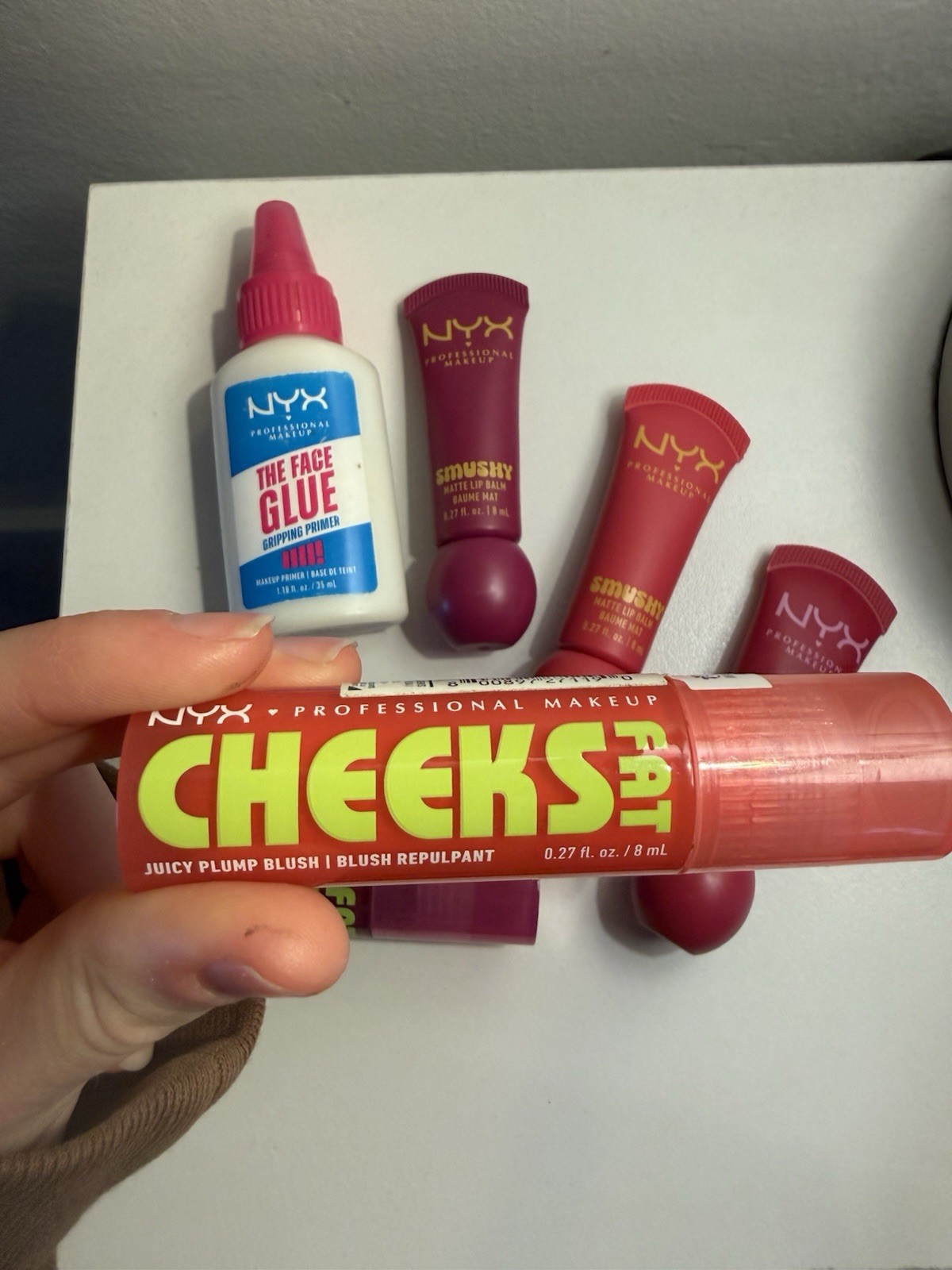 NYX Bundle: Face Glue Primer, Fat Juicy Plump Blush, Smooshy Lip Balm …