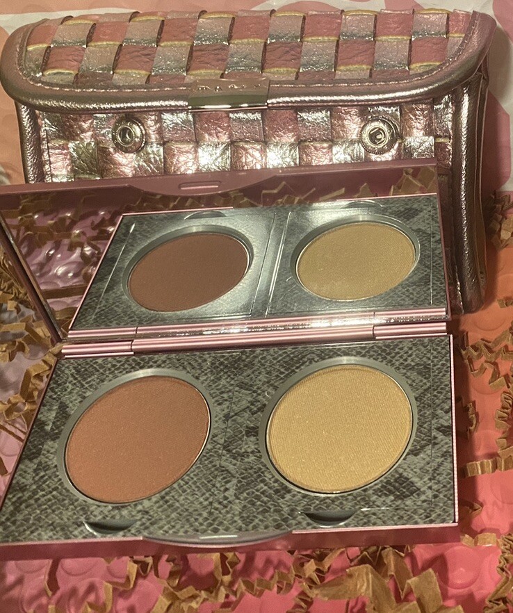 MALLY NEW NATURALS TWIN BLUSH &HIGHLIGHTER – FIERCE/OAK 0.26oz PinkSilver Case💖