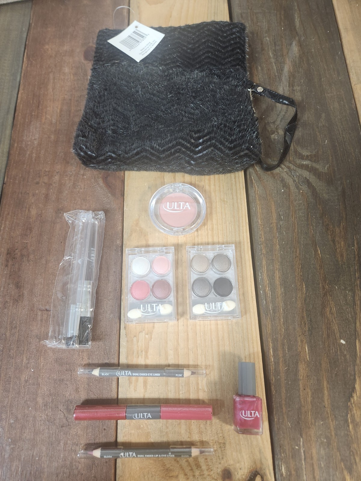 ULTA Makeup Set Lip Gloss Brushes Blush Girlie Nail Polish Eyeshadow Quads +Bag