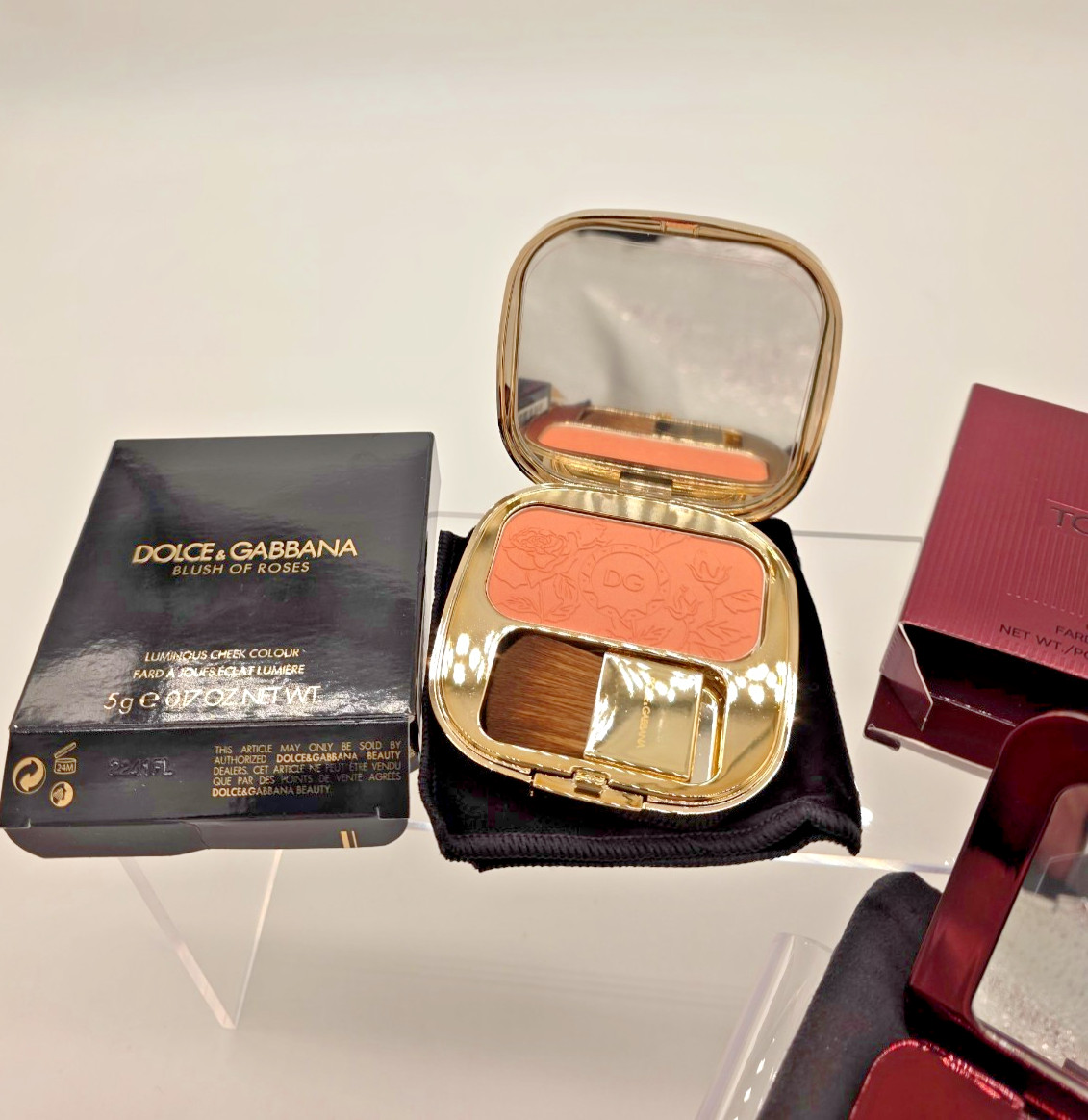 Tom Ford Crème Blush + Dolce & Gabbana Blush of Roses + YSL Halo Tint Highlight