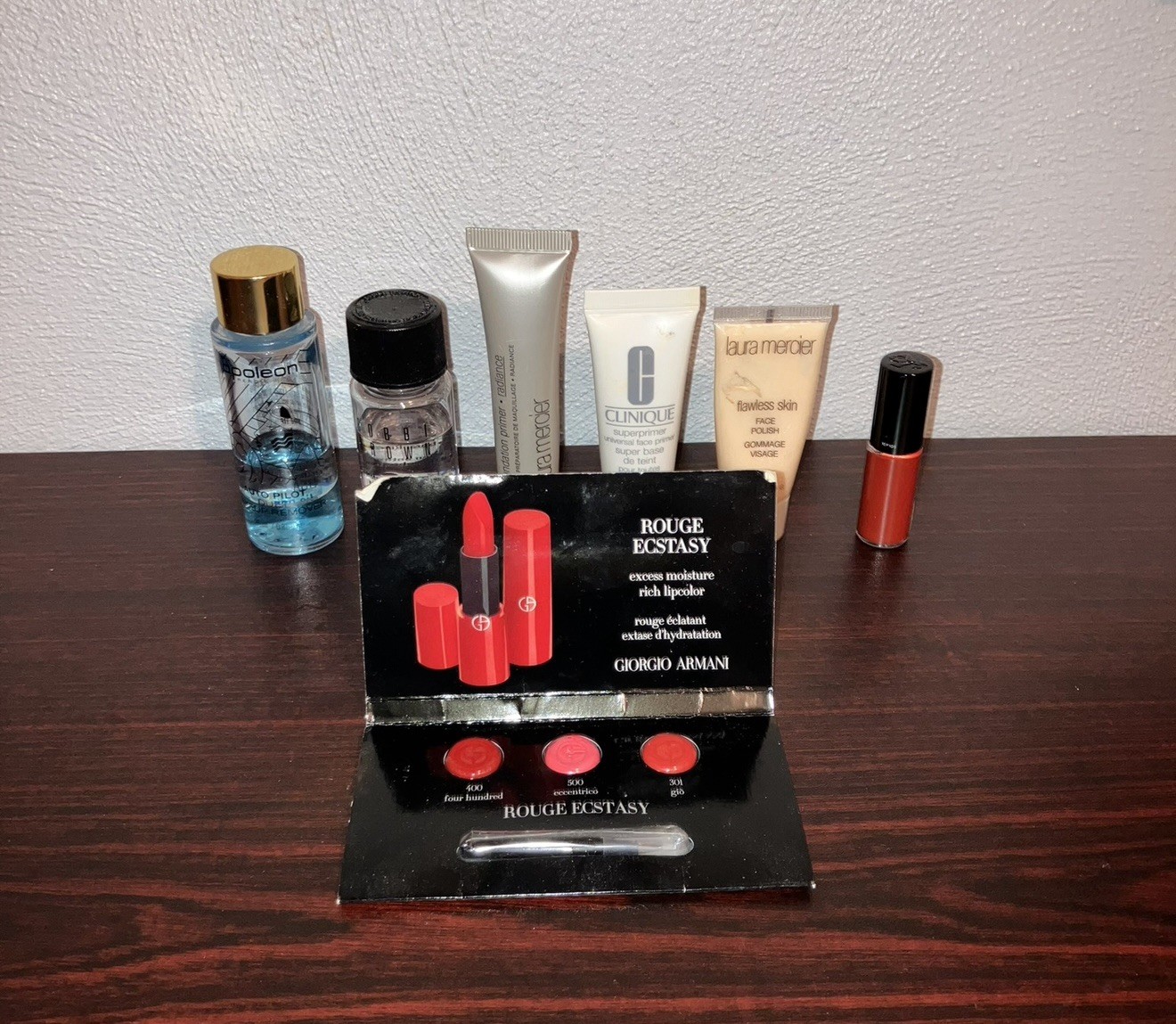 13pc Designer Beauty Lot: Clarins Skincare, Laura Mercier, Armani, Bobbi Brown