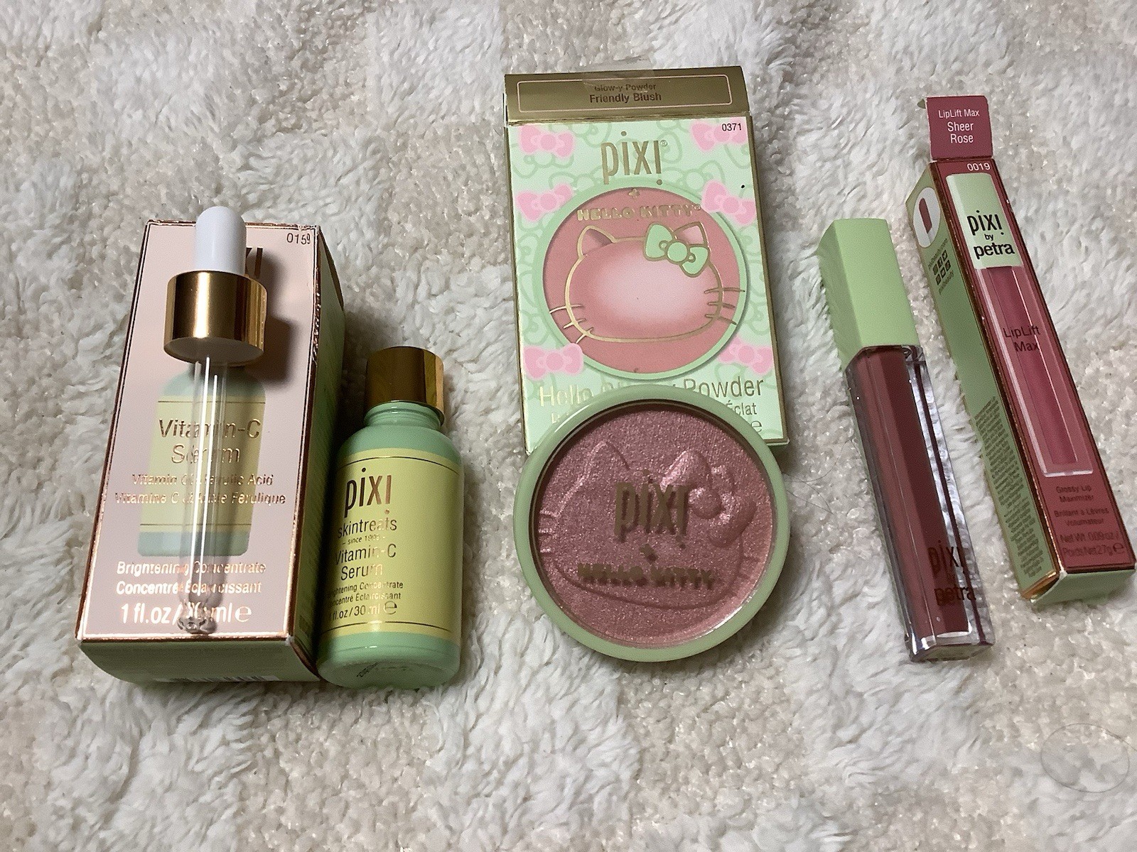 Pixi Vitamin-C Serum, Hello Kitty Glow-y Powder, LipLift Max Brightening