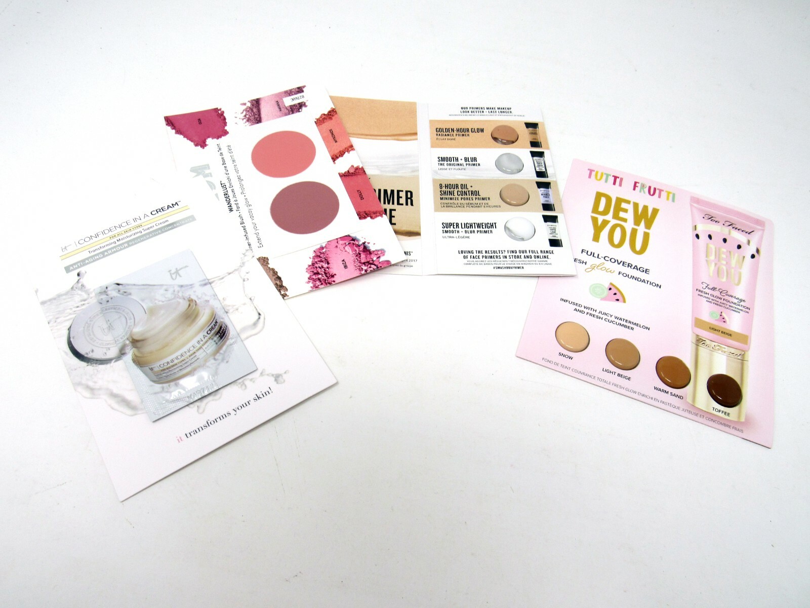 Beauty Sample Lot 19 pieces total New Buxom, Too Faced, Smashbox, Clinique +