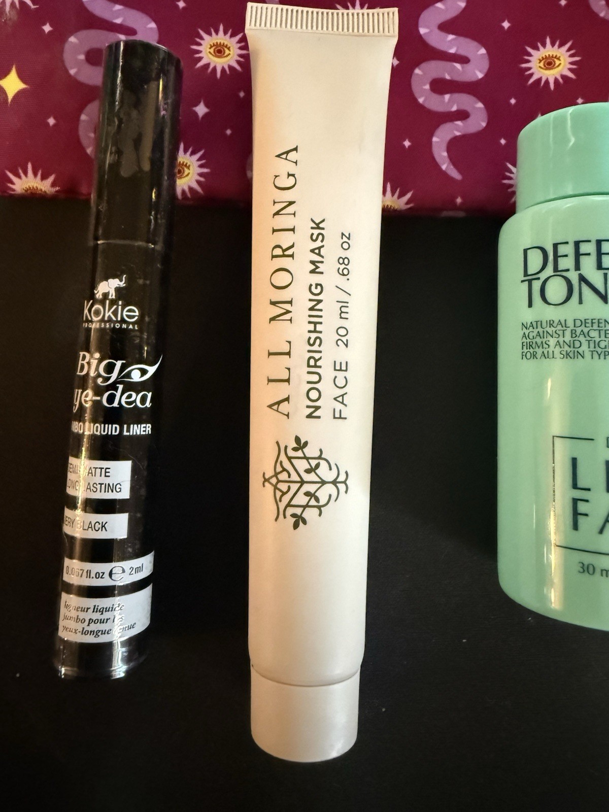 Ipsy Bag W/ Makeup Lot New Kokie Big Eye-Dea Liquid Liner All Moringa Mask Toner