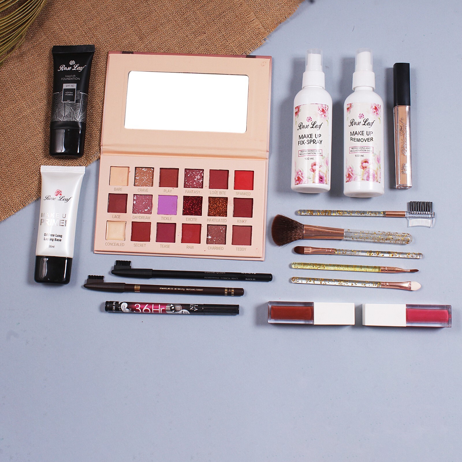 Makeup Combo for Girls include with 12in1 item like Face Primer , lipsticks etc.