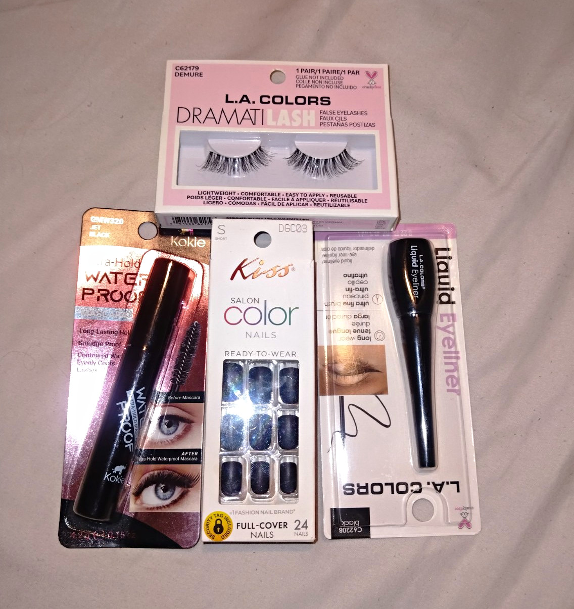 Assorted Waterproof Lot: L.A. Colors Lashes/Eyeliner, Kokie Mascara