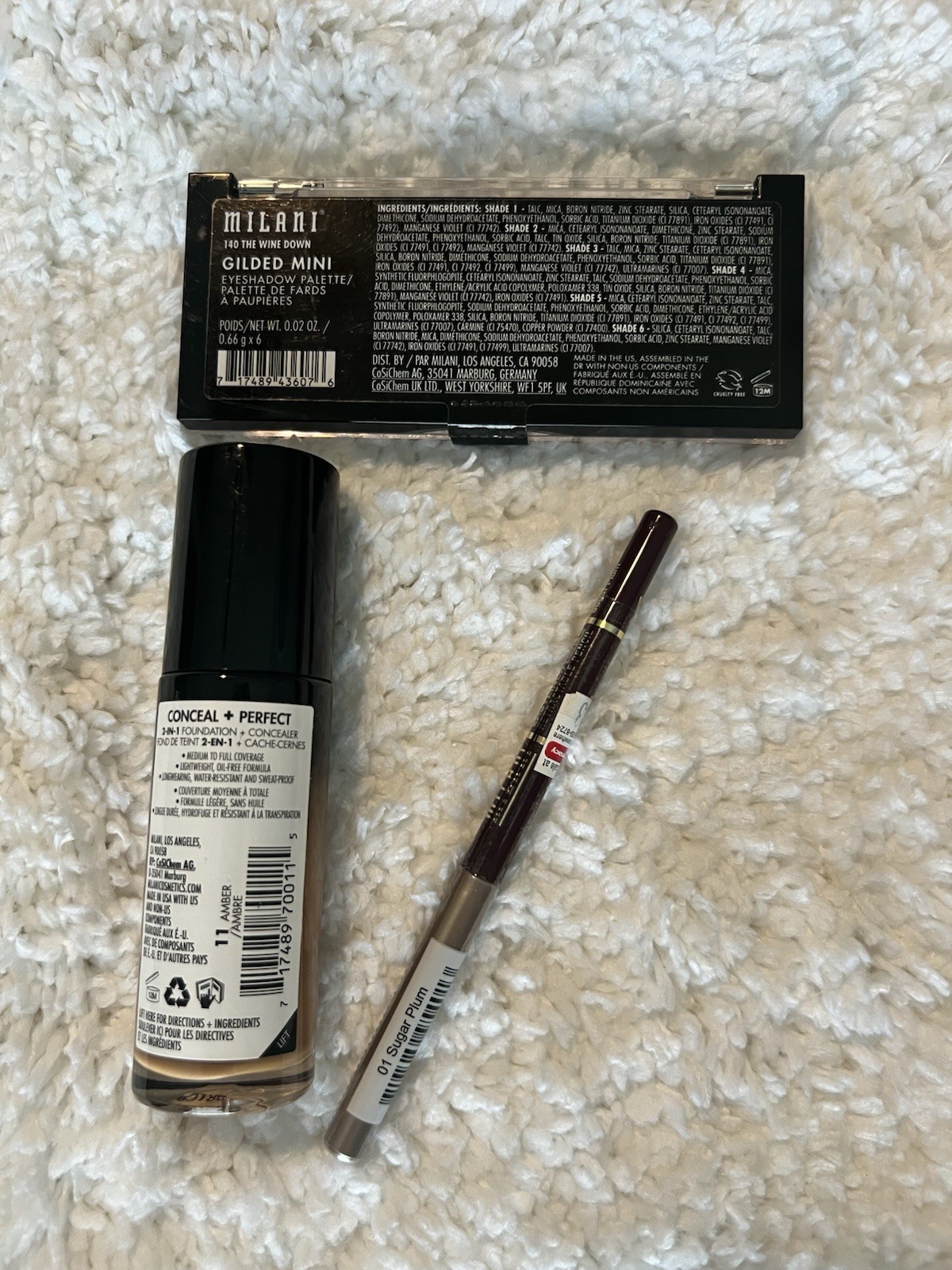 NEW Milani Makeup Bundle 3 Piece: Foundation Concealer, Eyeshadow, Lip Liner