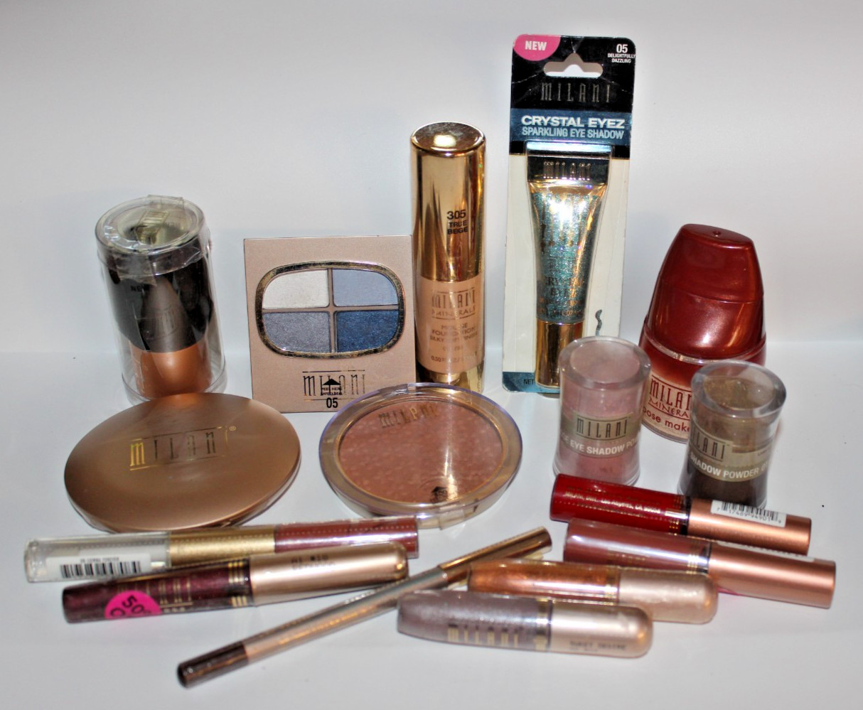 Huge 16 Lot Milani Assorted Eye Shadow, Lips, Loose & Pressed Powder, Mineral