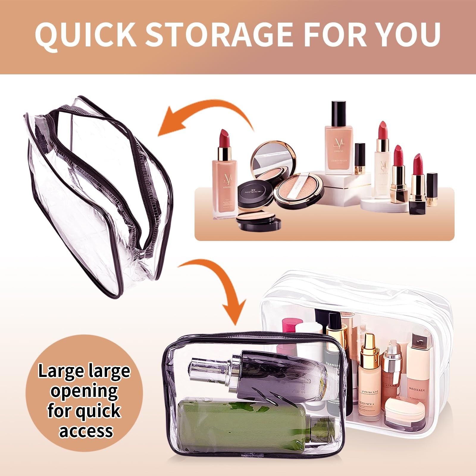 24 PCS Clear Makeup Bag with Zipper, Waterproof Transparent Toiletry Bag Orga…