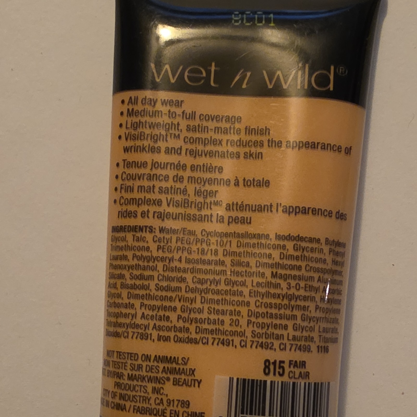 Wet n Wild Foundation 815 & Broadway Colors Concealer BMC01 All Day Wear