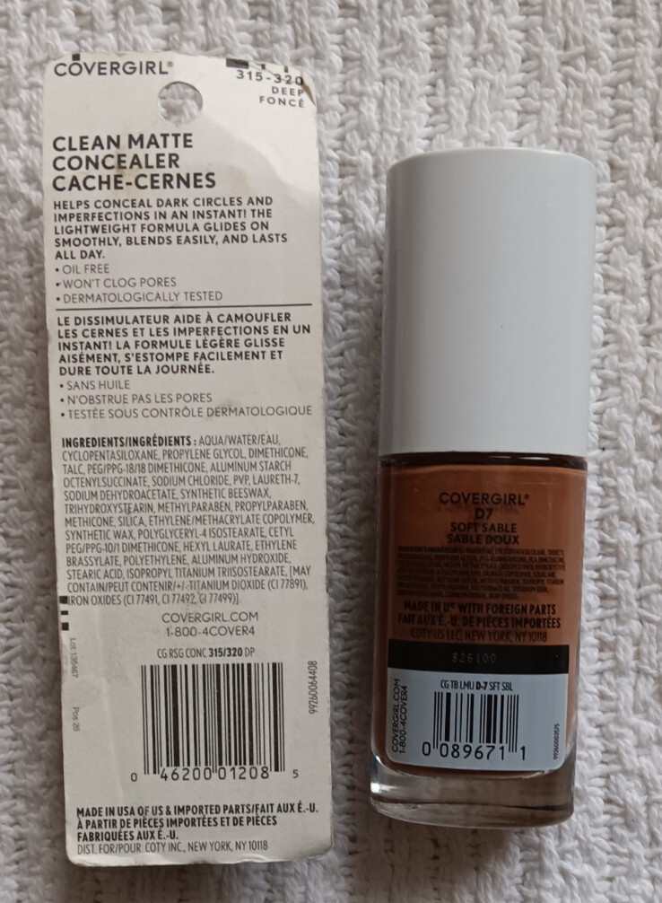 Covergirl #315-320 Deep Clean Concealer Soft Sable D6 D7 Trublend Foundation Lot
