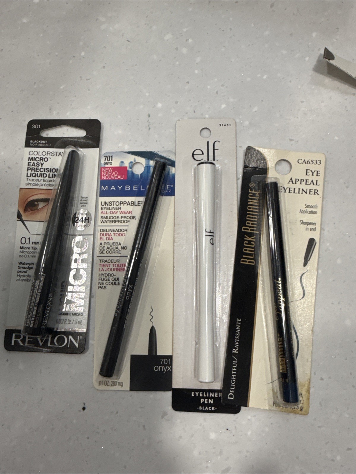 Lot Of 4 Black Eyeliners – Revlon, Maybelline, Elf
