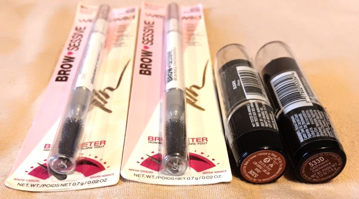 Wet n Wild Lot Medium Brown Brow Sessive Eye Pencil Eyeshadow Blush Lipstick