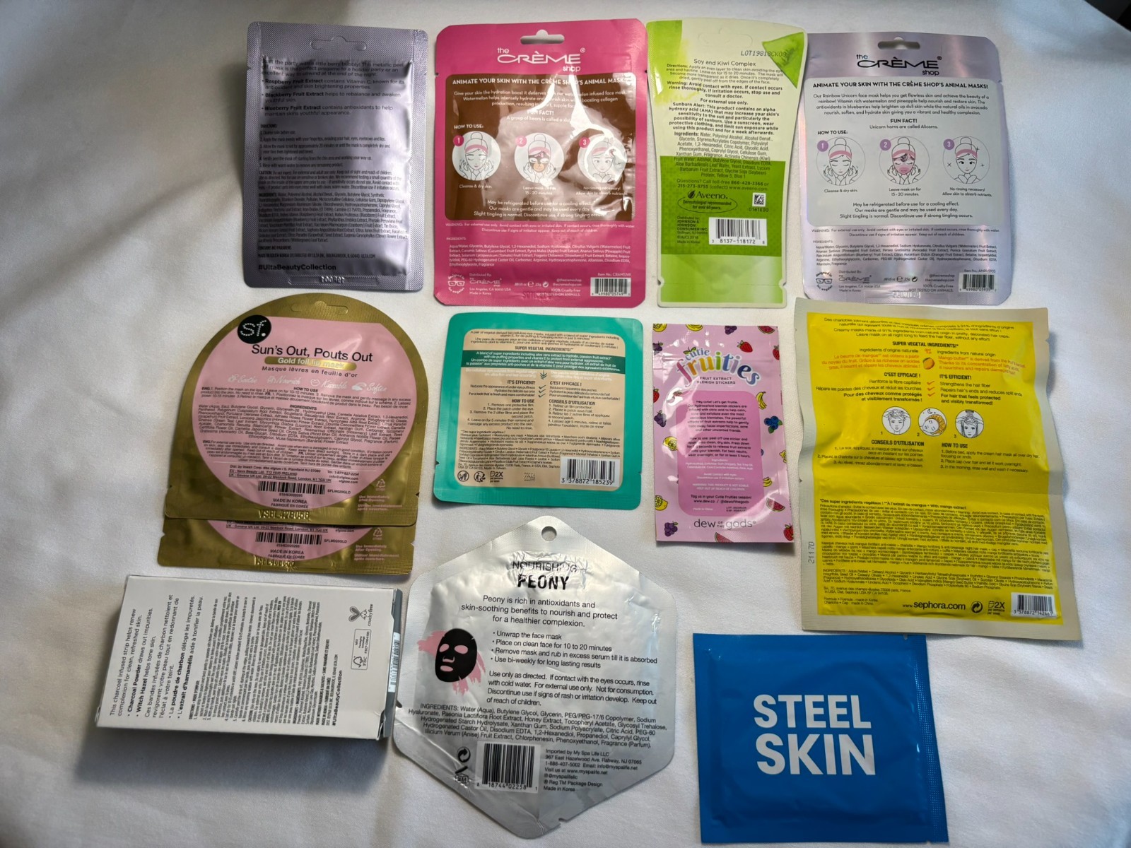 11 Pc Facial Skincare, Hair, Eye, Nose, Lips, Face Masks – Sephora, Ulta, Creme