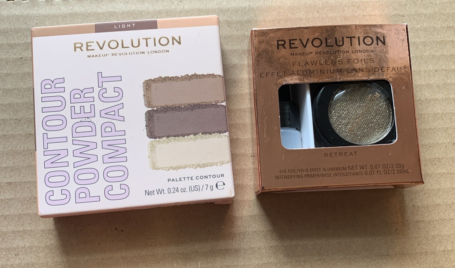 Lot Of 2 REVOLUTION Make Up Items CONTOUR POWDER COMPACT & FLAWLESS EYE FOILS
