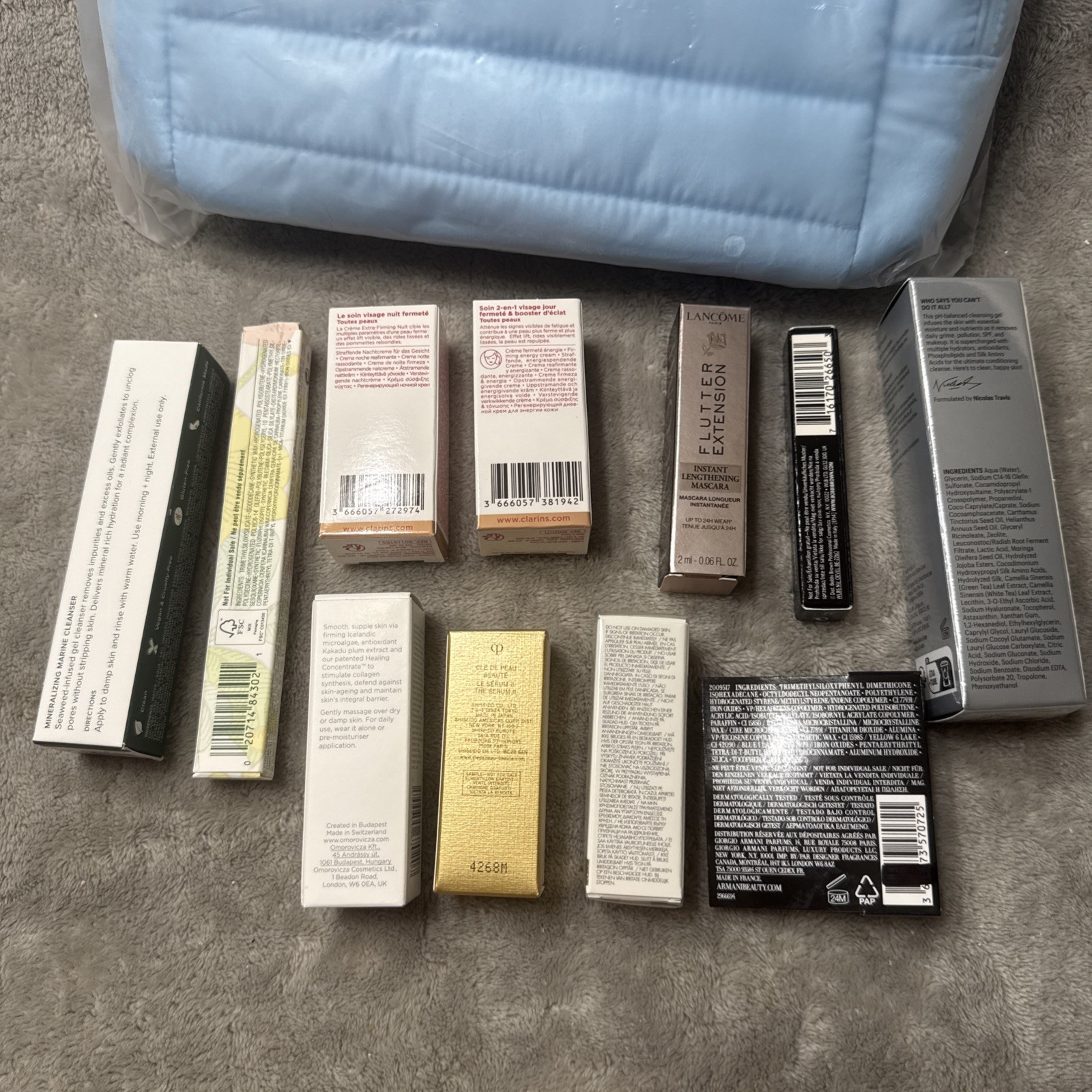 Lot 12 Pc ULTA BEAUTY High-End Skincare & Beauty Sample Lot w/ Cosmetic Bag