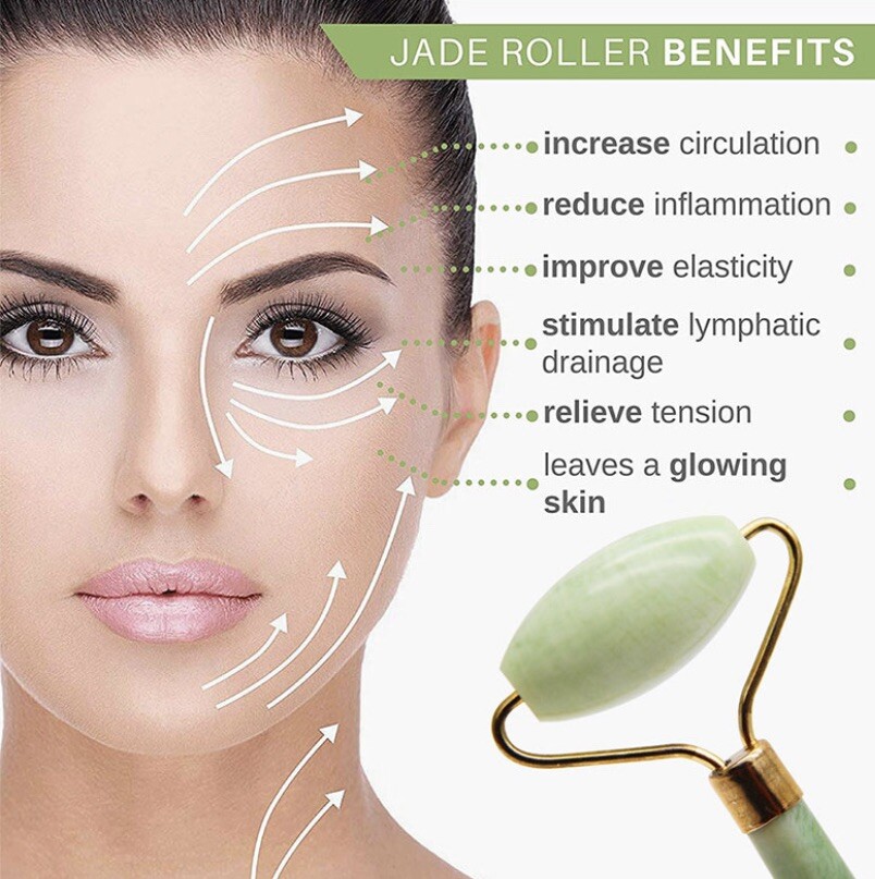 Jade Stone Face Roller and Gua Sha Set Facial Treatment Skin Care Regimen Tool