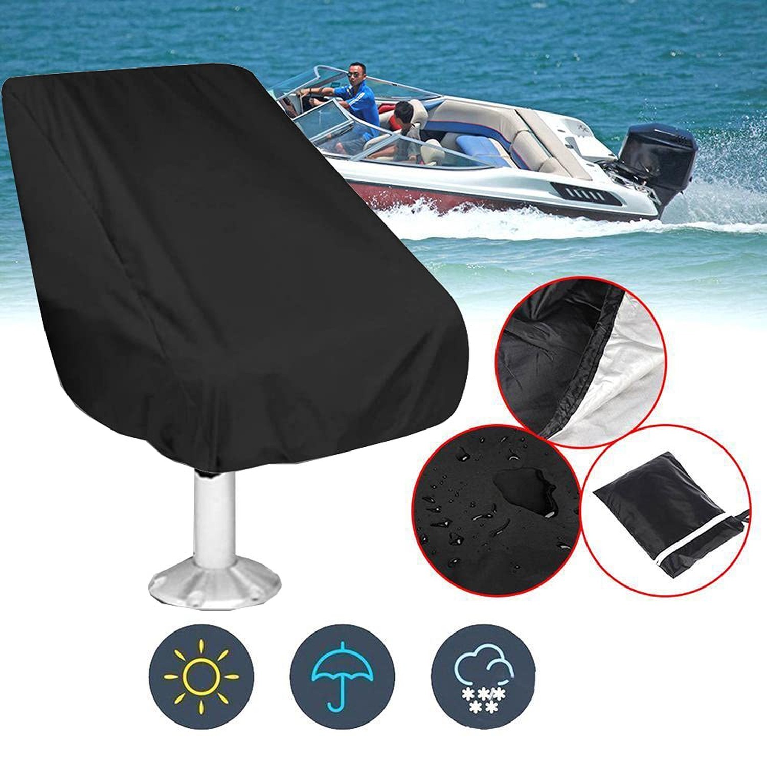 Boat Seat Cover Outdoor Waterproof Pontoon Boat Seats Cover Weather Resistant…