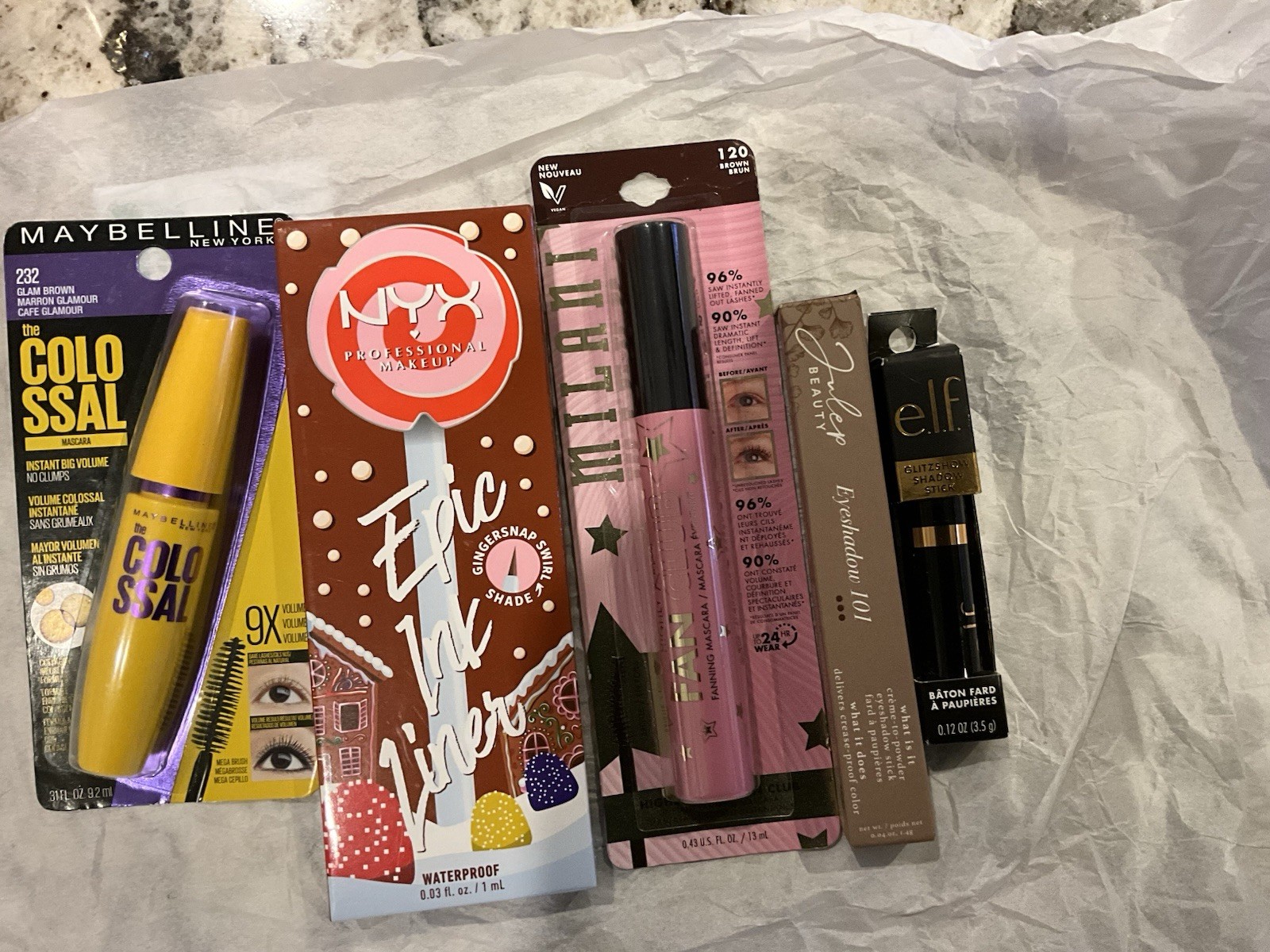 Maybelline NYX Milani Julep e.l.f. Waterproof Full Size Makeup Lot Colossal Mas…