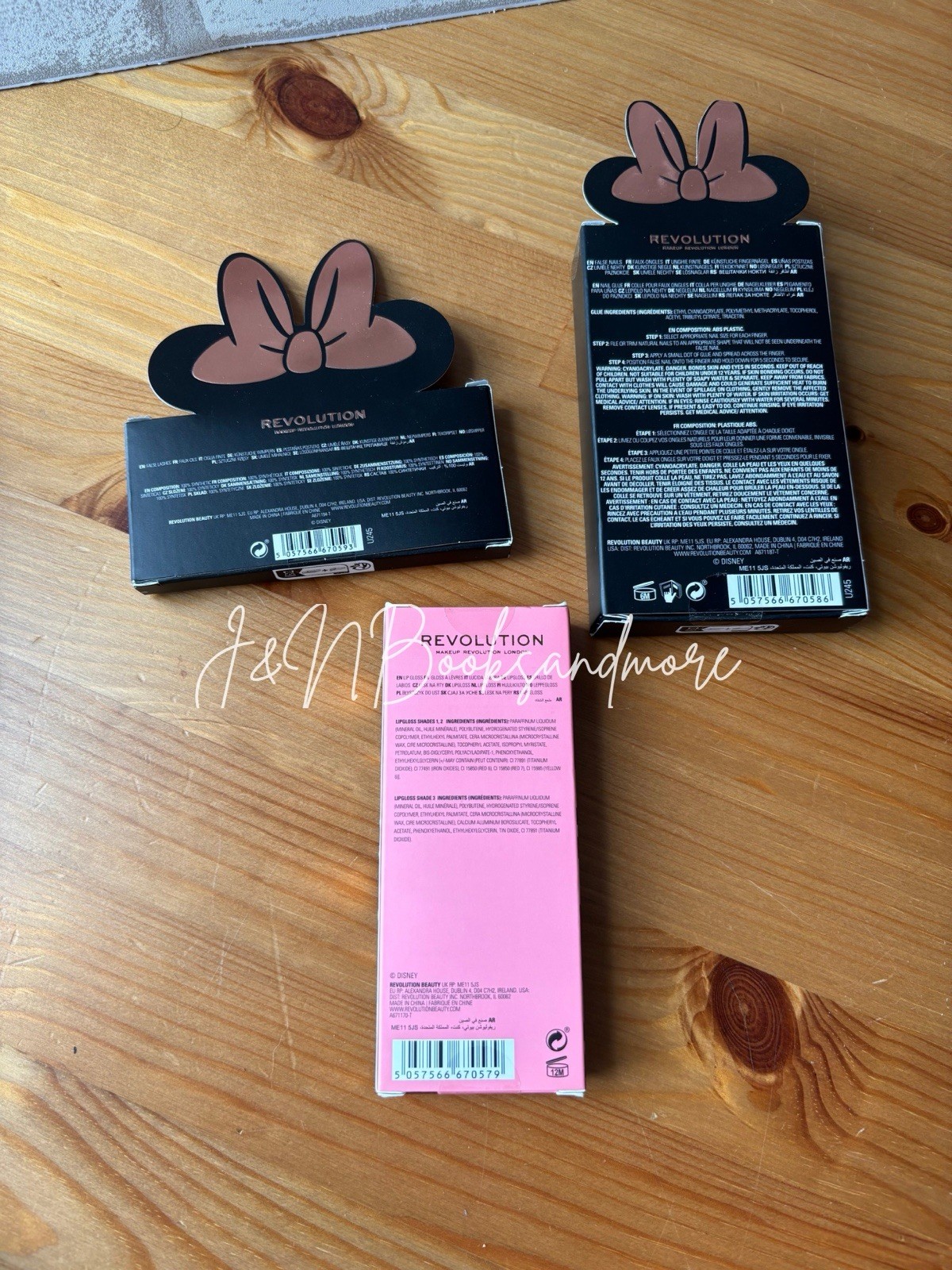Revolution Beauty Disney Minnie Mouse Eyelashes, Lip Gloss Trio & Nails Bundle